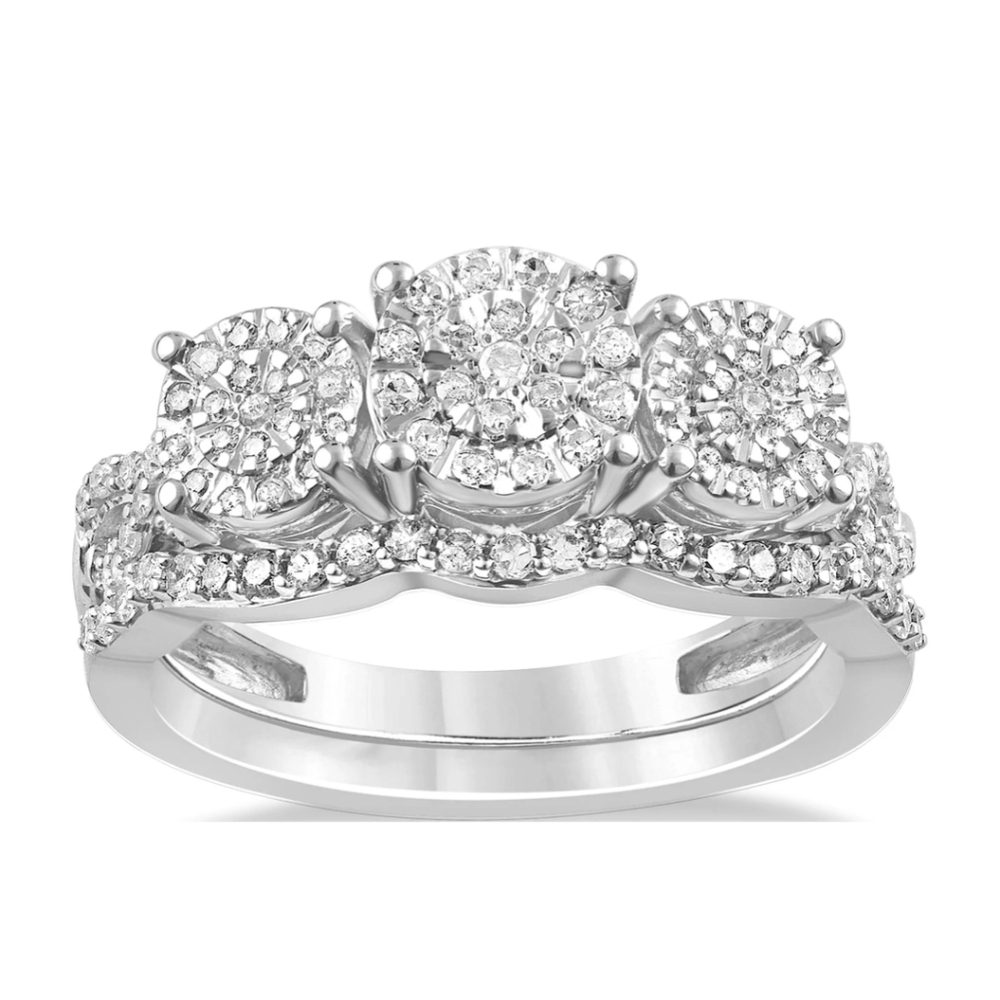 1/2 CT. T.W. Diamond Bridal Set in Sterling Silver size 7